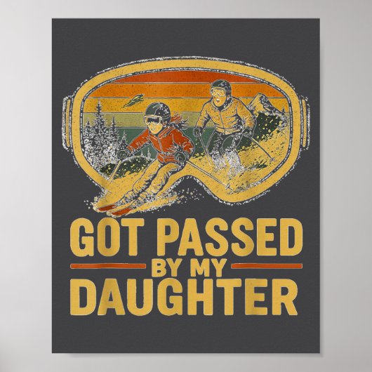 Geped door mijn dochter Funny ski bril berg  Poster (Voorkant)