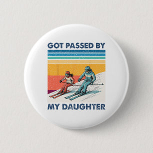 Gepeddel door mijn dochter Funny Skiën Mannen Vrou Ronde Button 5,7 Cm