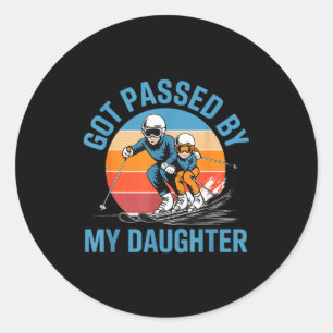 Gepeddel door mijn dochter Funny Skiing Vader Skië Ronde Sticker
