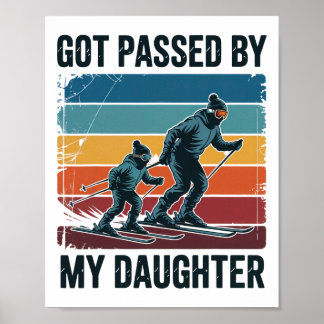 Gepeddeld door mijn dochter Grappig Skien Retro Wi Poster