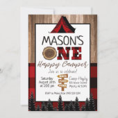 Gepegolde zwarte en rode één gelukkige Camper Boy  Kaart (Voorkant)