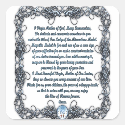Gepel voor de Miraculous Medal Vierkante Sticker (Voorkant)