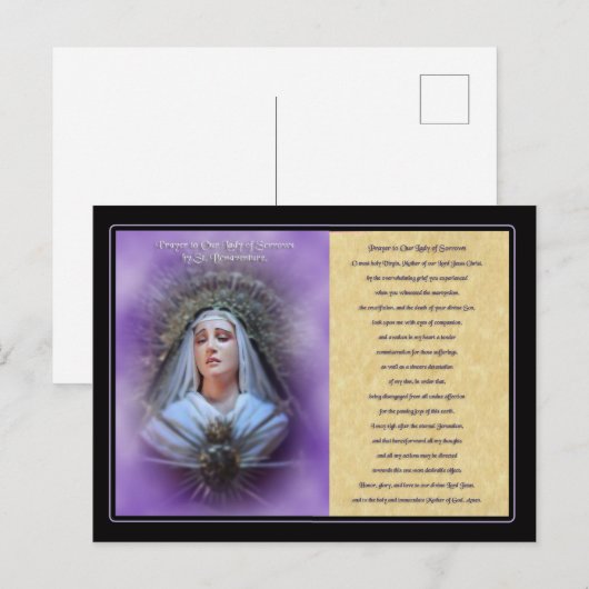 Gepel voor onze dame van de Sorrows. Briefkaart (Voorkant / Achterkant)