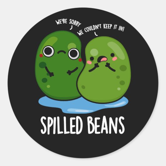 Gepelde bonen Funny Veggie Bean Pun Dark BG Ronde Sticker (Voorkant)