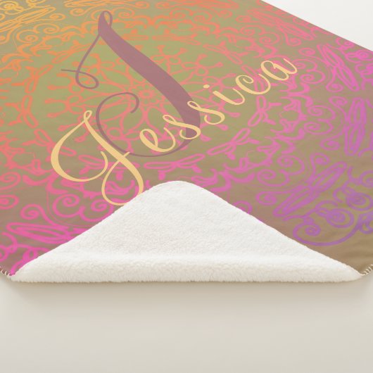 Gepelde monogram Mandala met aardtoon Sherpa Deken (3/4)