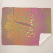 Gepelde monogram Mandala met aardtoon Sherpa Deken (Voorkant (horizontaal))