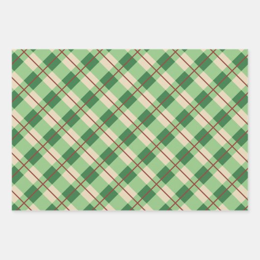 Gepelde rode en groene tartaan geruit inpakpapier vel (Voorkant 3)