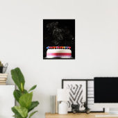 Gepelde taart met roken gesmolten gelukkige verjaa poster (Thuiskantoor)