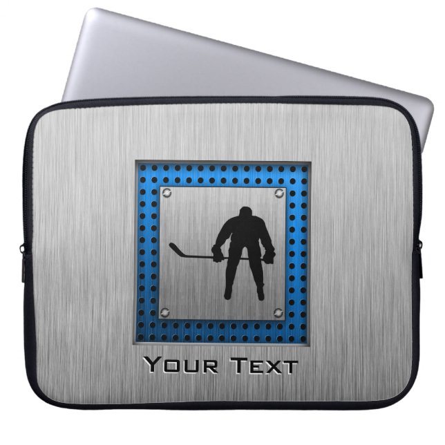 Gepenselde aluminium look Hockey Laptop Sleeve (Voorkant)