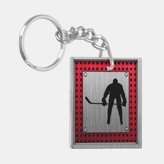 Gepenselde aluminium look Hockey Sleutelhanger (Voorkant Links)