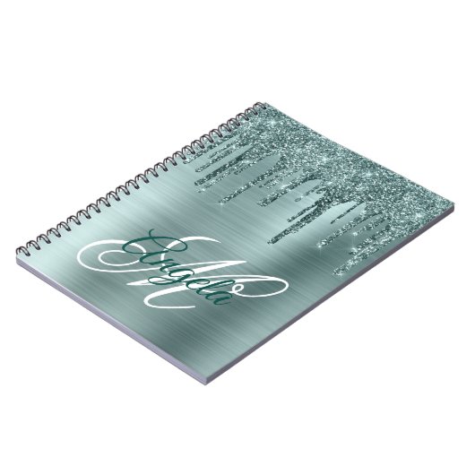 Gepenselde Folie Glitter Drip Fancy monogram Notitieboek (Linkerzijde)