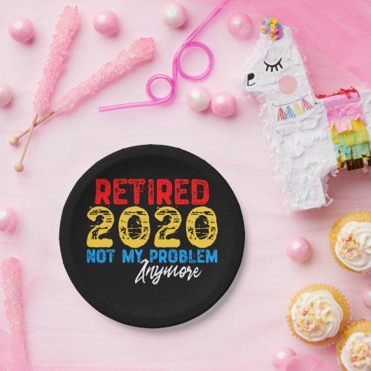 Gepensioneerd 2020 Mijn probleem niet meer Papieren Bordje (Feest)