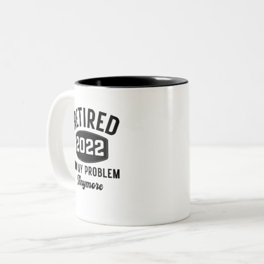 Gepensioneerd 2022 niet meer mijn probleem tweekleurige koffiemok (Voorkant links)