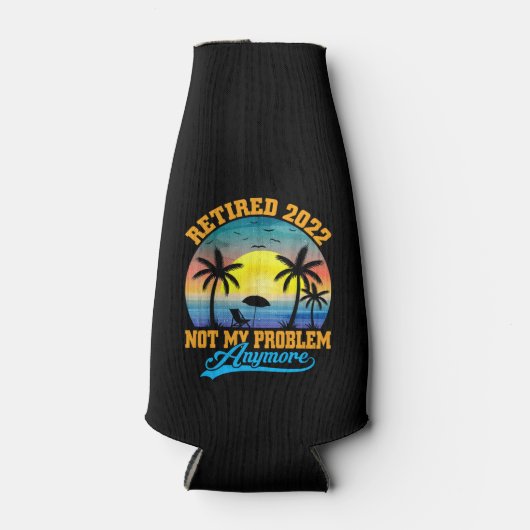 Gepensioneerd 2022 Niet mijn probleem nog grappige Flesjeskoeler (Voorkant)