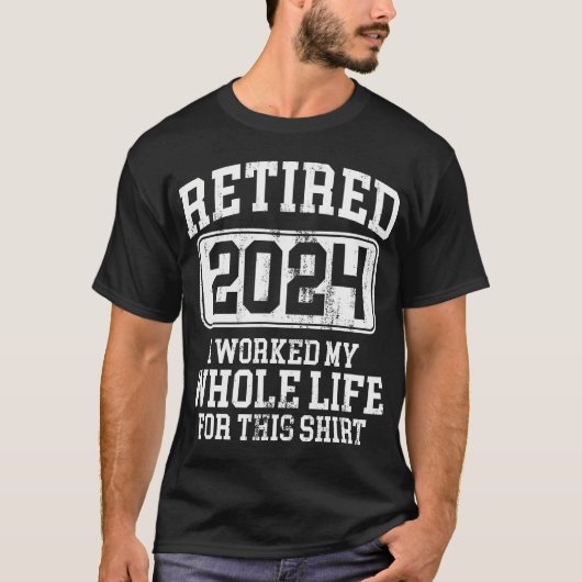 Gepensioneerd 2024 Mannen Vrouwen Humor T-shirt (Voorkant)