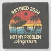 Gepensioneerd 2024 Mijn probleem is niet meer grap Stenen Onderzetter (Voorkant)