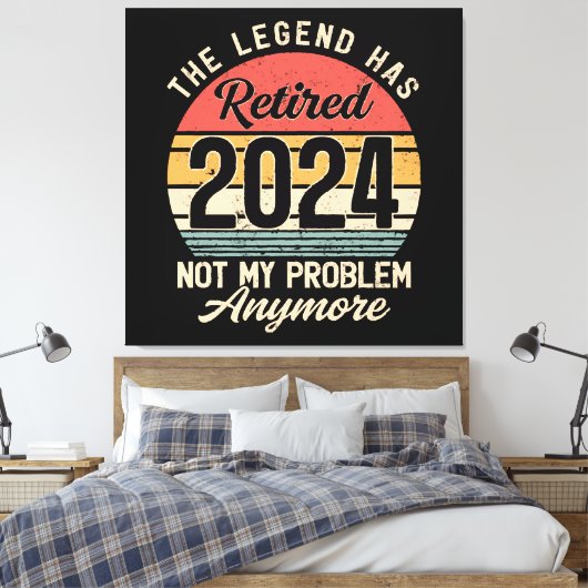 Gepensioneerd 2024 Mijn probleem niet meer Canvas Afdruk (Insitu (Slaapkamer))