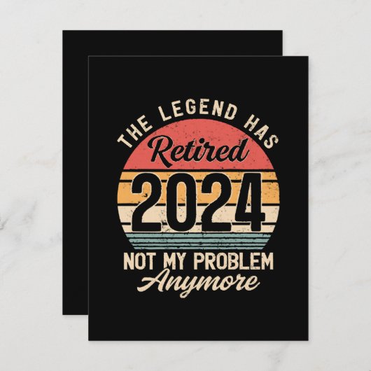 Gepensioneerd 2024 Mijn probleem niet meer Informatiekaartje (Voorkant / Achterkant)