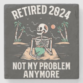 Gepensioneerd 2024 Mijn probleem niet meer, meer p Stenen Onderzetter (Voorkant)