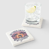 Gepensioneerd 2024 Mijn probleem niet meer, meer p Stenen Onderzetter (Zijkant)