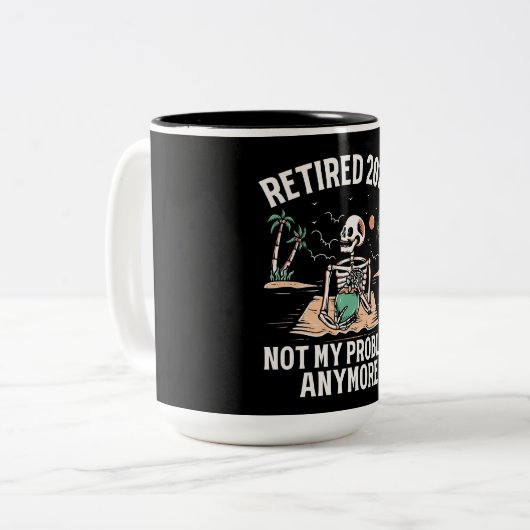 Gepensioneerd 2024 Mijn probleem niet meer, meer p Tweekleurige Koffiemok (Voorkant links)