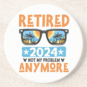 Gepensioneerd 2024 Mijn probleem niet meer, meer p Zandsteen Onderzetter (Voorkant)