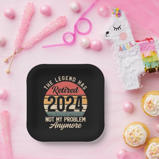 Gepensioneerd 2024 Mijn probleem niet meer Papieren Bordje (Feest)