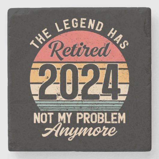 Gepensioneerd 2024 Mijn probleem niet meer Stenen Onderzetter (Voorkant)