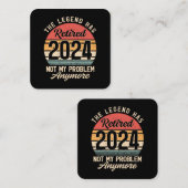 Gepensioneerd 2024 Mijn probleem niet meer Vierkante Visitekaartje (Voorkant / Achterkant)