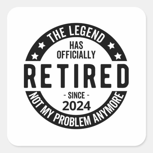 Gepensioneerd 2024 niet meer mijn probleem, grappi vierkante sticker (Voorkant)