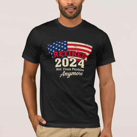 gepensioneerd 2024 niet mijn probleem meer americ t-shirt (Voorkant)