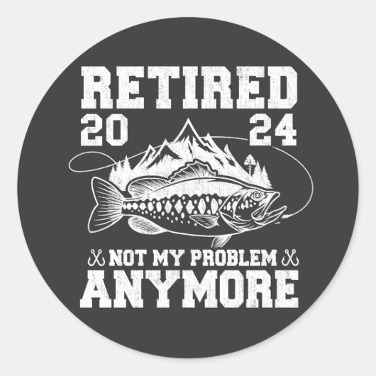 Gepensioneerd 2024 niet mijn probleem meer grappig ronde sticker (Voorkant)