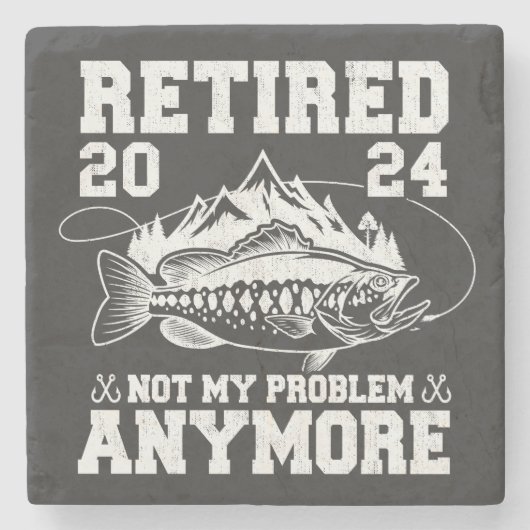 Gepensioneerd 2024 niet mijn probleem meer grappig stenen onderzetter (Voorkant)