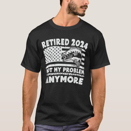 Gepensioneerd 2024 niet mijn probleem meer grappig t-shirt (Voorkant)
