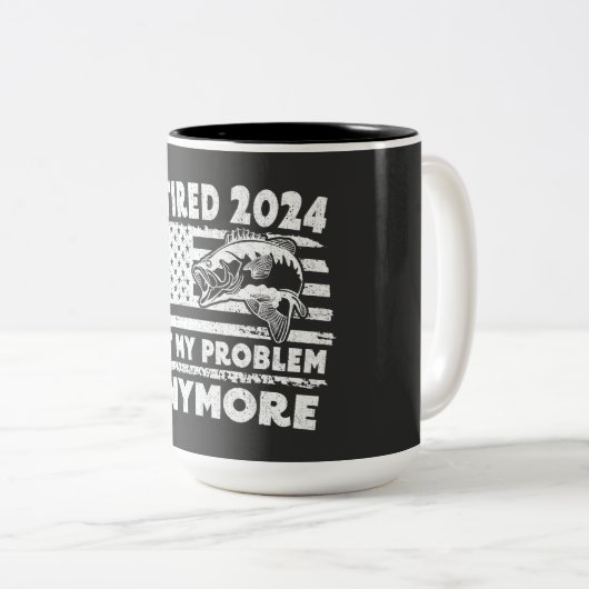 Gepensioneerd 2024 niet mijn probleem meer grappig tweekleurige koffiemok (Voorkant rechts)