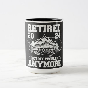 Gepensioneerd 2024 niet mijn probleem meer grappig tweekleurige koffiemok
