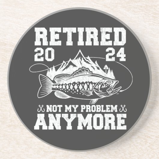 Gepensioneerd 2024 niet mijn probleem meer grappig zandsteen onderzetter (Voorkant)