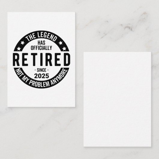 Gepensioneerd 2025 Niet meer mijn probleem - Pensi Notitiekaartje (Voorkant / Achterkant)