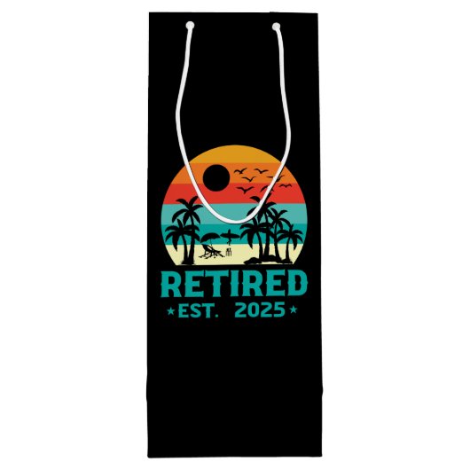 Gepensioneerd 2025 wijn cadeautas (Achterkant)