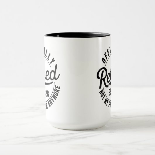 Gepensioneerd 2026 niet meer mijn probleem mok (Midden)