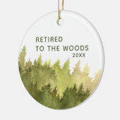 Gepensioneerd aan de Bossen Aangepersonaliseerde W Keramisch Ornament (Links)