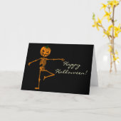 Gepensioneerd Ballet Positie Halloween Skelet Kaart (Gele Bloem)