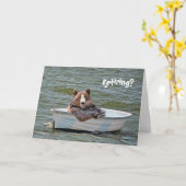 Gepensioneerd Beer in Rowboot Kaart (Gele Bloem)