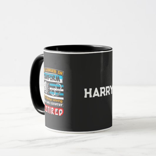 Gepensioneerd bij de politie. Niet meer in uniform Mok (Voorkant links)