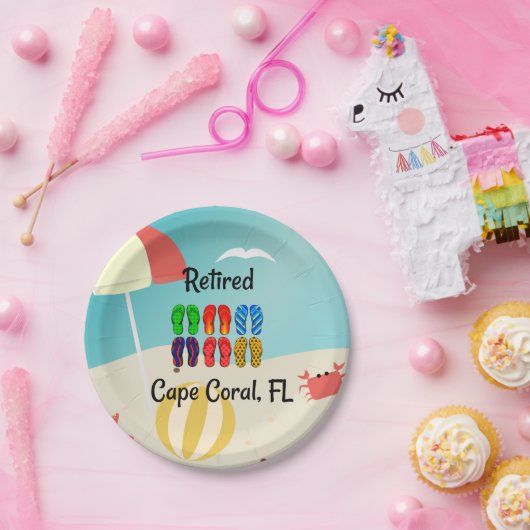 Gepensioneerd — Cape Coral, FL Papieren Bordje (Feest)