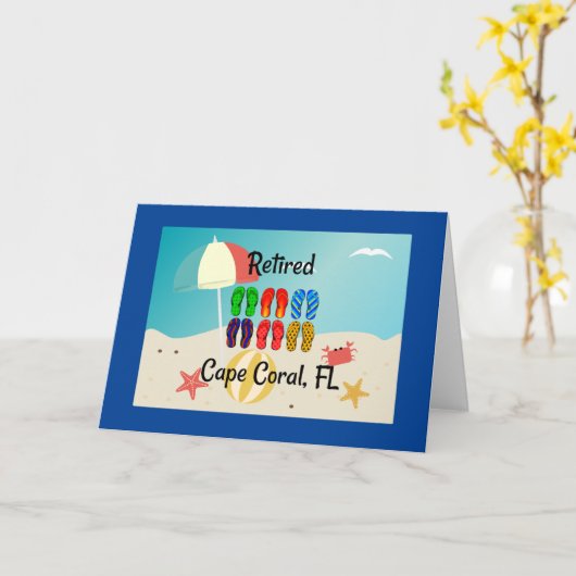 Gepensioneerd, Cape Coral, FL, strandontwerp, Kaar Kaart (Gele Bloem)