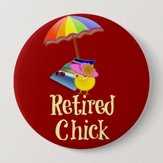 Gepensioneerd Chick, decoratief ontwerp. Ronde Button 4,0 Cm (Voorkant)