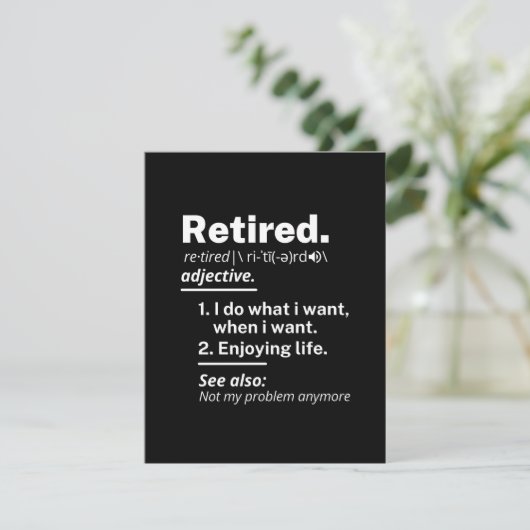 gepensioneerd. definitie grappige pensionering aankondiging (Staand voorkant)