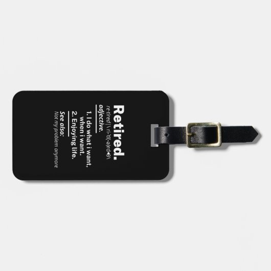 gepensioneerd. definitie grappige pensionering bagagelabel (Voorkant horizontaal)