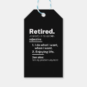 gepensioneerd. definitie grappige pensionering cadeaulabel (Voorkant)
